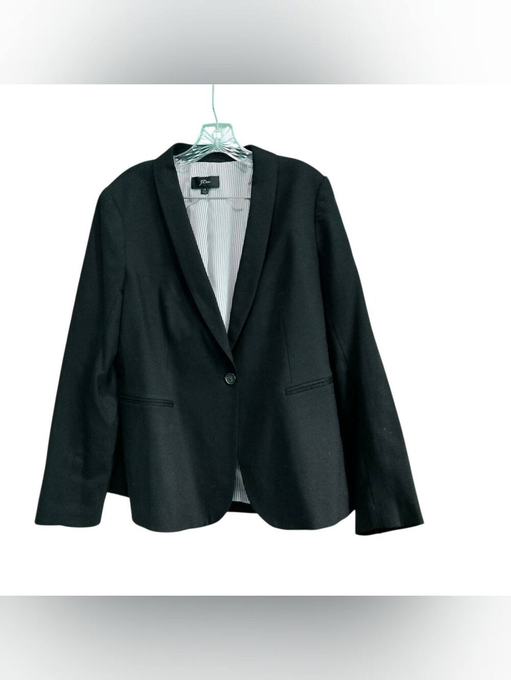 J.Crew Women's Black Single Button Blazer Jacket Size 14 Career Workwear